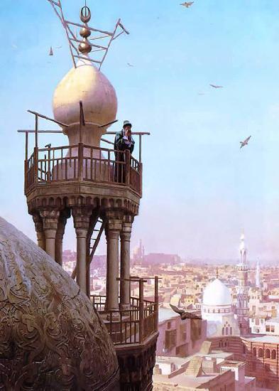 Jean-Leon Gerome A Muezzin Calling from the Top of a Minaret the Faithful to Prayer Sweden oil painting art